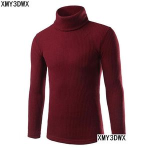 Męskie swetry XMY3DWX Solid Slim Fit Men Men Grey White Sweater Brand Turtleck Pl Homme Marque Sueter Hombre D1892902 Drop Deli Dhwp1