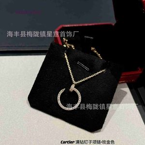Designer Cartres S925 Sterling Silver Card Home High Version Nail Necklace Womens Rose Gold Plated Full Diamond Screw Pendant Versatile Collar Chain E7H1