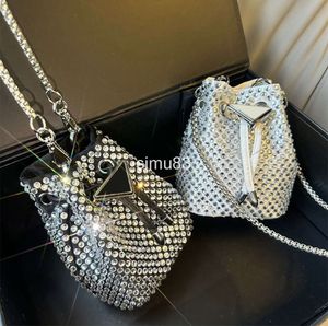 Kobiety torebki Tote Mini satynowy projektant mody Crystal ozdobione worki wiadra Diamentowe TOTES Summer Gold Black Błyszczące torebki na ramię