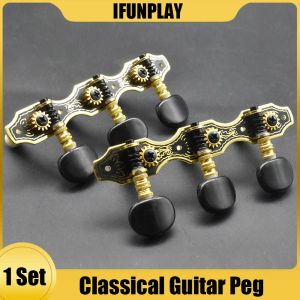 Kabel klassische Gitarren -Locking -Tuner -String -Tuning -Pegs Machine Heads Tuner Keys 3L3R Black Button Pegs für klassische Gitarre