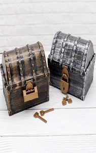 Decorations Pirate Treasure Chest Box Gem Jewelry Trinket Keepsake Coin Cash Storage Case Kids Toys Gifts Antique Party Favors Pla3640486