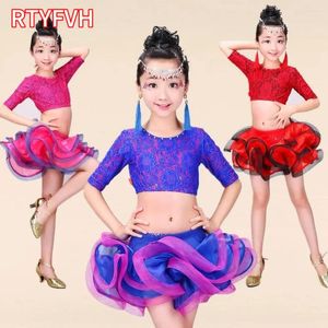 Scene Wear Summer Latin Dance Dress For Girls Ballroom Tango Kids Modern Competition Outfit Child Costume Dancewear