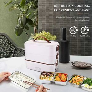 Bento Caixas Korea Fashion Portable Box Box Electric Rice Bonte aquecido Bento Duas camadas lanche de aço inoxidável L49