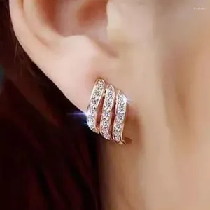 Stud Earrings Shiny Minimalist Geometry Crystal Ear Clip For Women 2024 Trendy Rhinestone Animal Party Jewelry Gifts