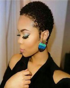 Brasiliansk mänsklig hårwig kort afro kinky curly pixie curl curl peruk kort vågig humanhair maskin täthet ingen spets peruker för svart wo3554248