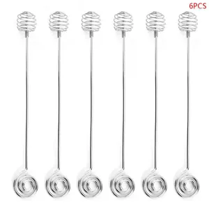 Coffee Scoops 6pcs Stainless Steel Honey Dipper Stick Server Milk Stirring Rod For Syrup Pot Jar Containers