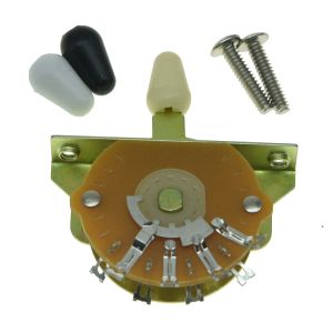 Cables KAISH Guitar 5Way Pickup Selector Switch Pickup Switch with Black/Ivory/White Tips and Mounting Screws for Strat