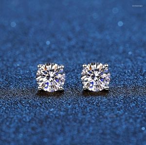 Stud Real Moissanite Kolczyki 14K Białe złoto Plakowane srebro 4 zębowe kolczyki dla kobiet mężczyzn Ear 1CT 2CT 4CTSTUDS6304108