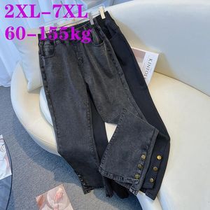 Women's Jeans Extra Large 100/150kg Long Pants High Waist Slim Casual Loose Fit Flare Medium Strecth Woman 6XL 7XL