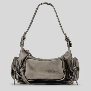 Totes Moto Biker Bags Женщины роскошные дизайнерские сумочки и кошельки 2024 года в PU Vintage Paring Crosce Process Underam