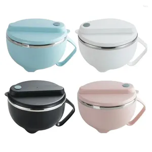 Bowls Soup Mug Lunch Box Ramen Cooker With Handle Stainless Steel Noodle Portable Bowl For Home Office And Schools