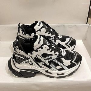 Casual Shoes White Splice Running Cross Strap Female Footwear 2024 Chunky Sneakers Fashion Round Toe Sports Zapatos Femeninos