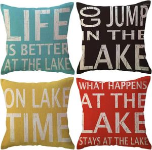 Pillow LOVE YOURSELF On Lake Time Throw Covers With Words Sign House Decor Pillowcases Nautical