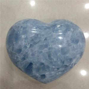 Decorative Figurines DHX SW Large Natural Gemstone Lovely Heart Celestite Handmade Carving Palm Stone Reiki Healing Pocket