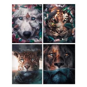 Nordic Style Cute Animal Lion Tiger Leopard Poster Sofa Background Bedroom Home Decor Wall Art for Living Room Canvas Painting