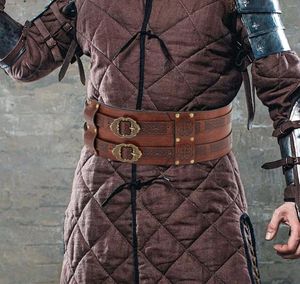 Belts Men's Medieval Pu Leather Viking WideBelt Vintage Buckle Fastening Bracers Retro Renaissance Barbarian Costume