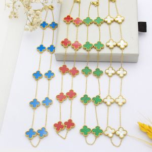 Van Jewelry Designer Clover Ten Flower Necklace Agate Shell Necklace Laser Diamond Halsband Tröja Kedjan Jubileums Present Present