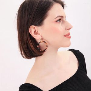 Dangle Ohrringe Acetatplatte Drop Acrylblech Ovaler runder Kreis Goldfarbe Ohr Pedant für Frauen Geschenke Mode Schmuck Großhandel Großhandel