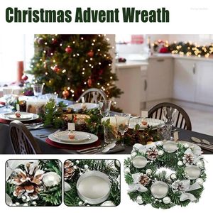 Decorative Flowers Christmas Candlestick Wreath Artificial Candle Rings Wreaths Festive Advent Garland Ring Holder Home Decor