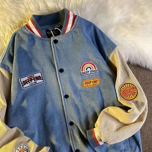 Damenjacken College -Stil Cordbaseballuniform für Männer und Frauen Paare Amerikanische Retro Street Trend Lose Jacke