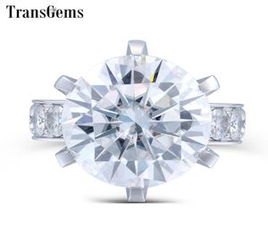 Transgems 10 Carat Lab Grown Moissanite Diamond Ring 14k White Gold Fashion Jewelry Rings For Woman Wedding Engagement Jewellery Y8759209