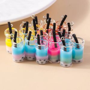 10pcs niedliche Getränkegetränke Bubble Tea Charms Anhänger für DIY Dangle Ohrringe Armband Halskette Anhänger Diy Schmuckzubehör 240408