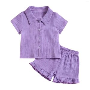 Clothing Sets Toddler Baby Girls Bubble Cotton Double Layer Wrinkle Shirt Ruffle Shorts Set Girl Pant Pack