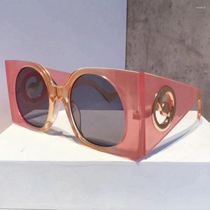 Sunglasses Vintage Super Big Square Cat Eye For Women Fashion Brand Wide Oversized Pink Gradient Sun Glasses Fmeale Shades