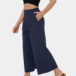 Frauenhose losen feste Farbe komfortable Mode lässig Casual Neun Wide Leg Trendy Yoga Sports Beach Pant