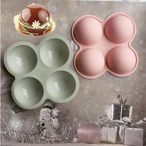 Baking Moulds 4 Holes Sphere Chocolate Mold Half Ball Hemisphere Shape Silicone Mousse Cake Bread Dessert Mould Pastry Bakeware