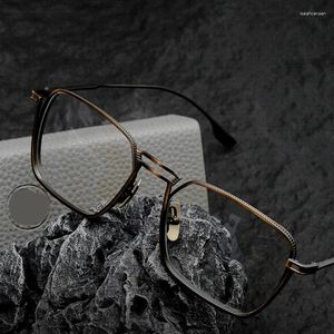 Солнцезащитные очки рамы титановые квадратные очки рамки для мужчин Большое лицо винтажное миопию Оптические рецептурные очки женщин Ретро