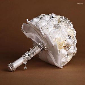 Fiori decorativi 1pc/lotto bianco e crema perle da sposa con sposa fiore per decorazione per bouquet