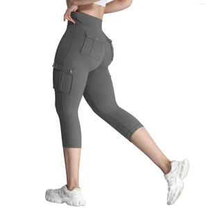 Calça feminina feminina esticar ioga leggings fitness gym esportes de 3/4 comprimento calças de queima ativa elegante mulher juvenil