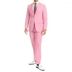 Ternos masculinos rosa Slim Fit Fit Smipled Notch Lapeel Wedding Blazer