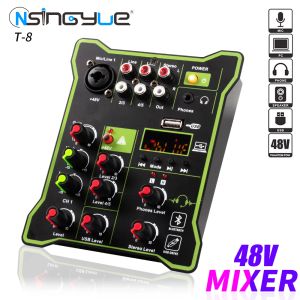 Портативный микшер Mini 5 Channel Audio Mixer DJ Sound Console с Bluetooth USB 48V Phantom Power для ПК -рекордной вечеринки Sound Mixer