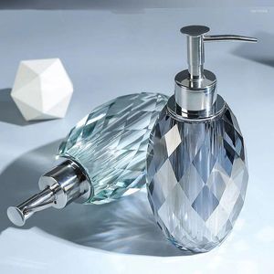 液体ソープディスペンサーライトラグジュアリークリスタル透明ボトルプッシュタイプガラスシャンプー家庭用バスルームアクセサリー