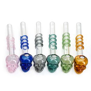 Pyrex Glass Oil Burner Pipe Quality Pipes Curved Oil Burners Glass Tube Smoking Pipes Tobacco Skull Dry Herb Glass Pipes Smoking Accessories 6 Inches Hand Pipes