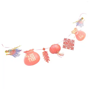 Dekoracja imprezowa r Rok Banner 2024 Chinese Dragon Paper Lantern Bunting Garland sufit wiszący
