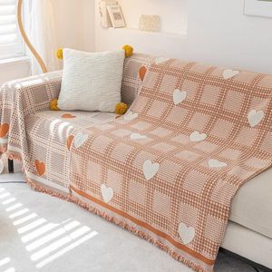 Stol täcker A-B Double Side SOFA Cover Couch Seat Fruniture Protector Chenille Soft Heart-Shaped Print Slipcover Full Storlek