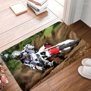 Teppiche Motorradfahrer Motorrad Sonnenuntergang Motor Sportfahrer Fußmatte Teppiche für Wohnzimmer Badezimmer Küche Anti-Rutsch Flanell Matte