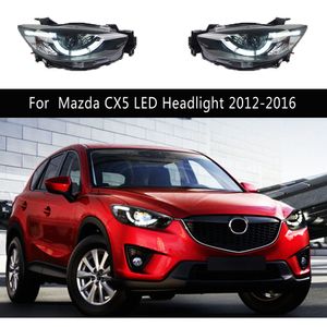 Biltillbehör Huvudlampa DRL Dagsljus för Mazda CX5 CX-5 LED-strålkastare 12-16 Streamer Turn Signal Front Lights