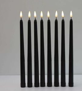 8 Pieces Black Flameless Flickering Light Battery Operated LED Christmas Votive Candles28 cm Long Fake Candlesticks For Wedding H2353915