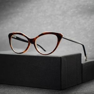 Sunglasses Frames Vintage Acetate Cat-eye Glasses Frame For Women Leopard-colored Optical Makes Prescription Gl
