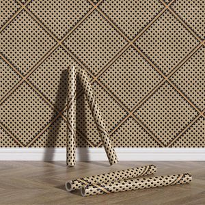 Wallpapers Rattan Self-adhesive Furniture Renovation Wallpaper Retro Teature Wood Cabinet Contact Paper Stickers