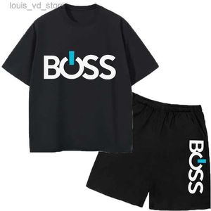 Наборы одежды детская одежда наборы Boos Письмовая напечатанная мода Summer Fashion Simple Design Tshirt + Casal Lose Commore Short