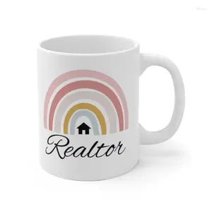 Canecas Imobiliário A agente imobiliário Caneca - Boho Heart Perfect Realtor Gift Dois tamanhos Cerâmica impressa em ambos os lados