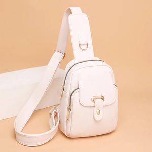 Kadınlar çanta göğüs çantaları yumuşak pu deri trend dişi crossbody omuz messenger çok cepler paket tasarımcı 240402