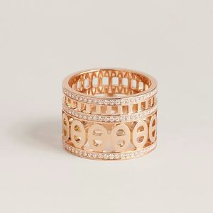 H Roulis Ring Chaine D'Ancre İlahi Yüzük Orta Model Çoğaltma Lüks Güzel Mücevher Tasarımcı Marka Logosu K Gold Valentines Doğum Günü Hediyeleri
