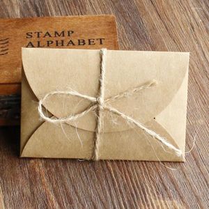 Gift Wrap 100pcs Vintage Kraft Mini Envelopes 9x6cm Blank Plain Paper Bag For Greeting Cards Wedding Invitation Craft