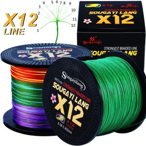 Sougayilang X12 Super Strong 12 pasmów Pleciona linia połowowa 350m 550M Multifilament PE Sprzęt PE 240407